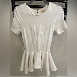 Ronny Kobo white peplum fitted top. Cream/White. Size XS/S